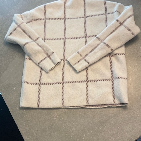 Cream and Brown Checkered Sweater - Picture 2 of 6